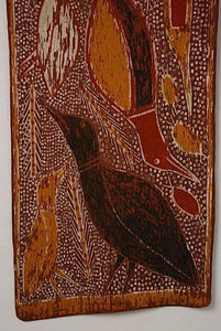 an aboriginal birds fish bark painting for sale