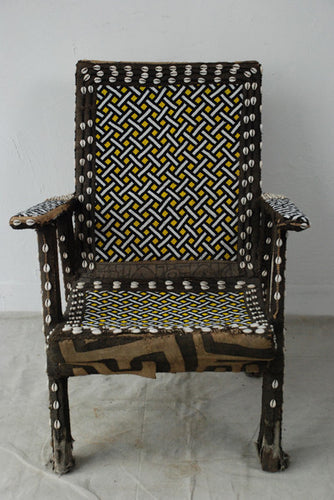 Traditional Kuba Beaded Chief's Chair